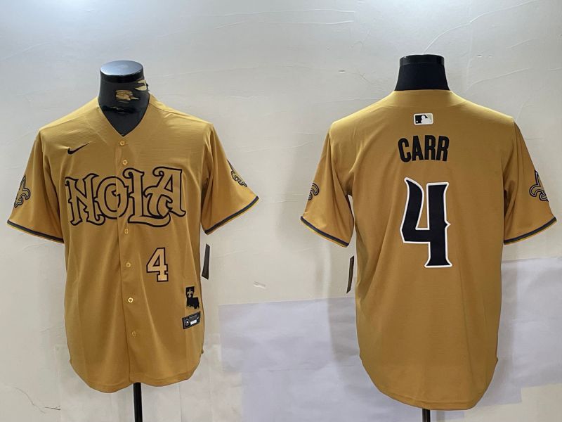 Men New Orleans Saints #4 Carr Yellow Joint Name 2024 Nike Limited NFL Jersey style 2->indianapolis colts->NFL Jersey